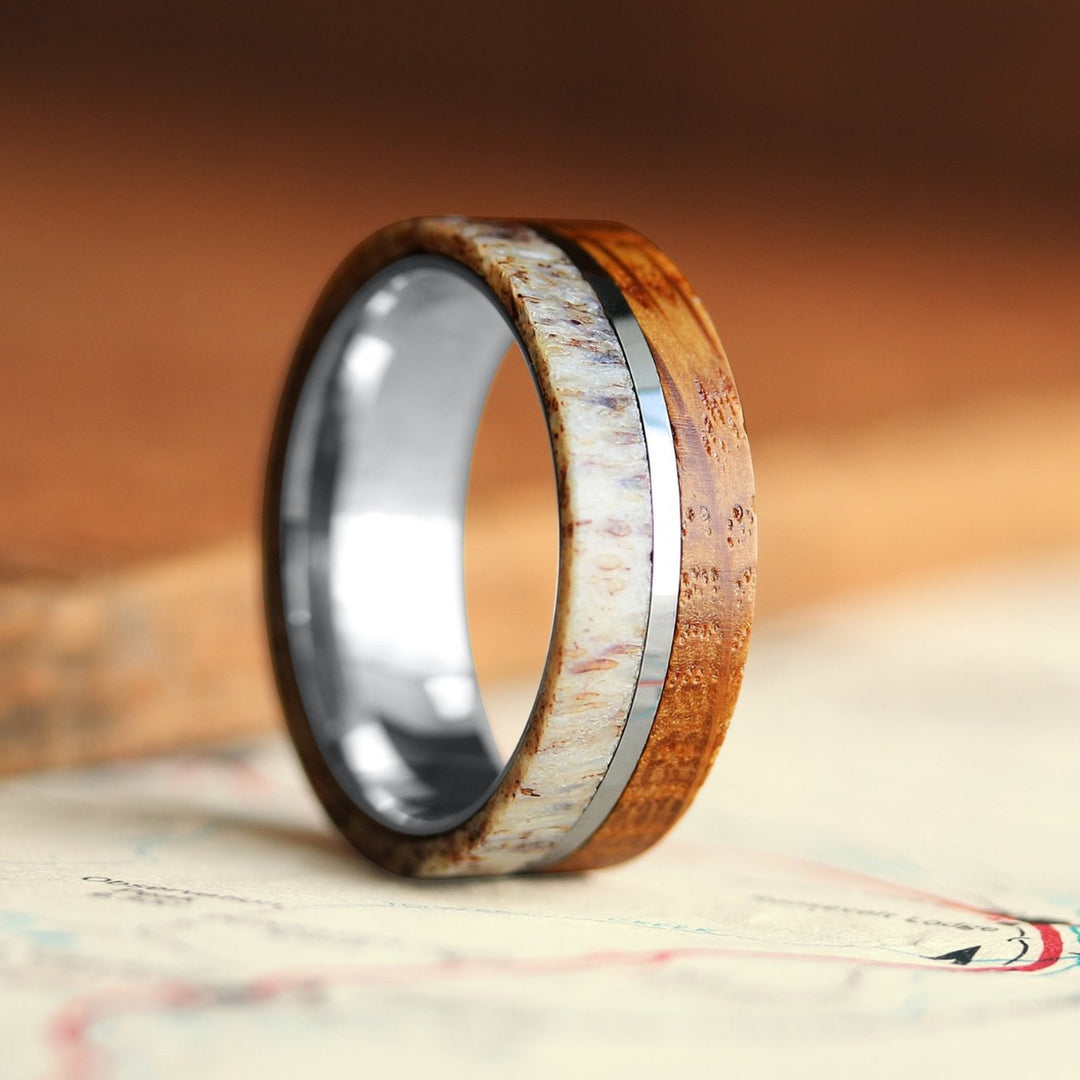 Men's Wooden Deer Antler Ring