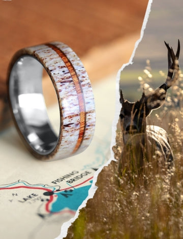 Men's Wedding Bands | Men's Deer Antler & Fishing Line Rings 