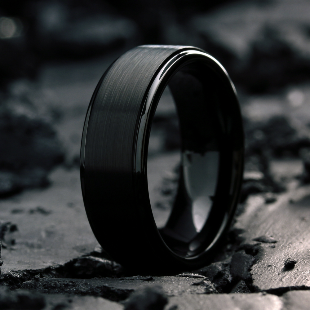 Men's Black Titanium Wedding Band - Modern Titanium Wedding Bands
