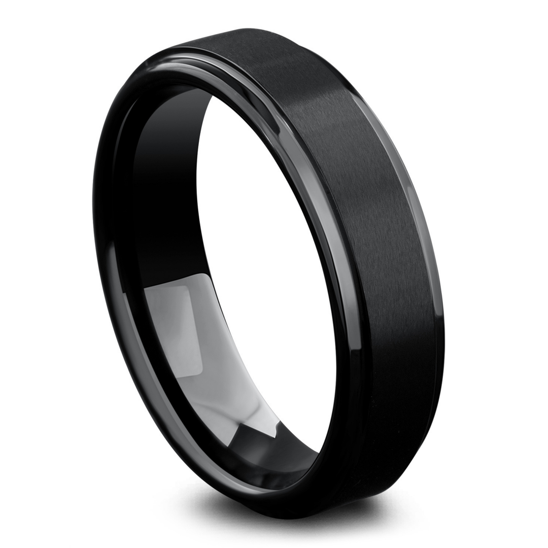 Men's Modern Titanium Wedding Band - Men's Black Titanium Wedding Band