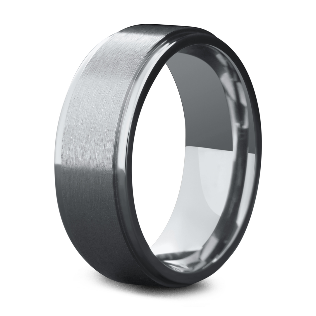 8mm Titanium Ring With Polished Outer Edges and a Matte Center